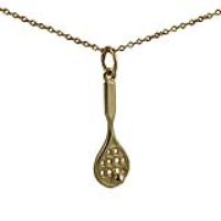 9ct Gold 23x8mm Tennis Racket and Ball Pendant with a 1.1mm wide cable Chain