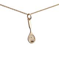 9ct Gold 23x8mm Tennis Racket with Ball Pendant with a 1.1mm wide cable Chain