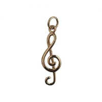 9ct Gold 23x9mm G Clef Pendant or Charm