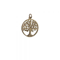 9ct Gold 24mm round 1.7mm thick Tree of Life Pendant or Charm