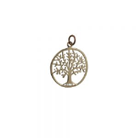 9ct Gold 24mm round 1mm thick Tree of Life Pendant or Charm