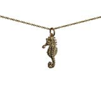9ct Gold 24x11mm Bermuda Seahorse Pendant with a 1.1mm wide cable Chain