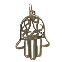 9ct Gold 24x12mm Hand of Fatima Pendant or Charm