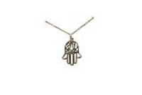 9ct Gold 24x12mm Hand of Fatima Pendant with a 1.1mm wide cable Chain