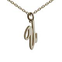9ct Gold 24x12mm plain palace script Initial U Pendant with a 1.4mm wide belcher Chain 16 inches Only Suitable for Children