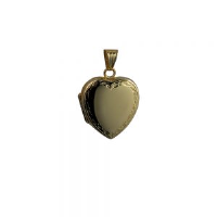 9ct Gold 24x20mm heart shaped hand engraved scroll edge plain centre Locket