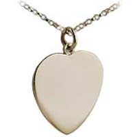 9ct Gold 24x21mm plain Heart Disc Pendant with a 1.8mm wide belcher Chain