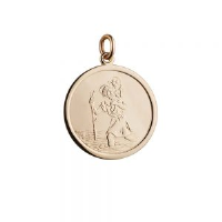 9ct Gold 25mm round St Christopher Pendant