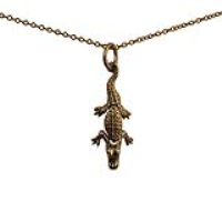 9ct Gold 25x11mm moveable Crocodile Pendant with a 1.1mm wide cable Chain
