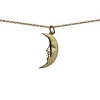 9ct Gold 25x14mm Half Moon Pendant with a 1.1mm wide cable Chain