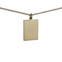 9ct Gold 25x18mm plain rectangular Disc Pendant with a 1.4mm wide belcher Chain 16 inches Only Suitable for Children