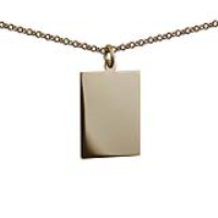 9ct Gold 25x18mm plain rectangular Disc Pendant with a 1.8mm wide belcher Chain 16 inches Only Suitable for Children