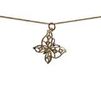 9ct Gold 25x19mm Butterfly Pendant with a 1.1mm wide cable Chain