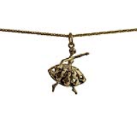 9ct Gold 25x20mm moveable Ballet Dancer Pendant with a 1.1mm wide spiga Chain 16 inches Only Suitable for Children