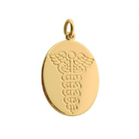 9ct Gold 25x20mm oval medical alarm Disc Pendant