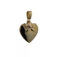 9ct Gold 25x22mm handmade Embossed Angel Heart shaped Memorial Locket