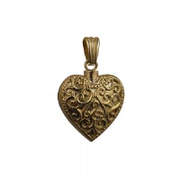 9ct Gold 25x22mm handmade Embossed Heart shaped Memorial Locket