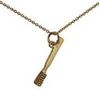 9ct Gold 25x3mm Toothbrush Pendant with a 1.1mm wide cable Chain 18 inches