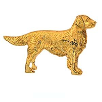 9ct Gold 25x40mm Long haired Labrador Brooch
