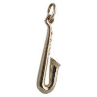 9ct Gold 25x8mm solid Saxophone Pendant or Charm