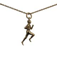 9ct Gold 25x9mm Male Runner Pendant with a 1.1mm wide cable Chain 16 inches Only Suitable for Children