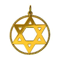 9ct Gold 26mm plain Star of David in a twisted wire circle Pendant