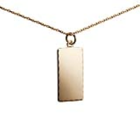 9ct Gold 26x13mm diamond cut edge rectangular Disc Pendant with a 1.2mm wide cable Chain