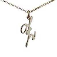 9ct Gold 26x13mm plain palace script Initial Z Pendant with a 1.4mm wide belcher Chain