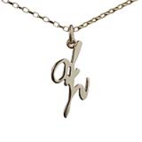 9ct Gold 26x13mm plain palace script Initial Z Pendant with a 1.4mm wide belcher Chain 18 inches
