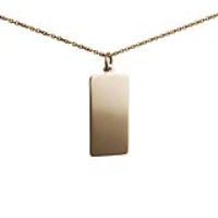 9ct Gold 26x13mm plain rectangular Disc Pendant with a 1.2mm wide cable Chain