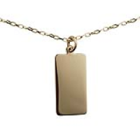 9ct Gold 26x13mm plain rectangular Disc Pendant with a 1.4mm wide belcher Chain 18 inches