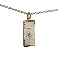 9ct Gold 26x13mm rectangular diamond cut edge St Christopher Pendant with a 1.8mm wide belcher Chain 16 inches Only Suitable for Children
