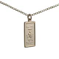 9ct Gold 26x13mm rectangular St Christopher Pendant with a 1.8mm wide belcher Chain