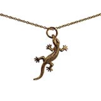 9ct Gold 26x14mm Lizard Pendant with a 1.1mm wide cable Chain