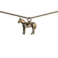 9ct Gold 26x21mm Warrior Horse Pendant with a 1.1mm wide spiga Chain