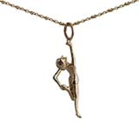 9ct Gold 26x7mm Flamingo Yoga Position Pendant with a 1.1mm wide cable Chain