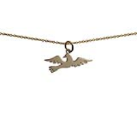 9ct Gold 27x10mm Bird Pendant with a 1.1mm wide cable Chain