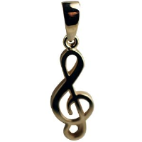 9ct Gold 27x11mm G Clef Pendant on a bail loop