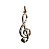 9ct Gold 27x12mm wire G Clef Pendant