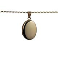 9ct Gold 27x20mm oval plain Locket with a 1.4mm wide belcher Chain
