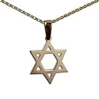 9ct Gold 27x27mm plain Star of David Pendant on a bail loop with a 1.8mm wide belcher Chain
