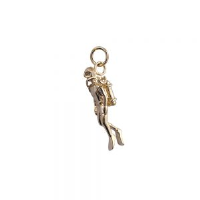 9ct Gold 27x8mm Aqualung Diver Swimming Pendant or Charm