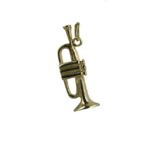 9ct Gold 27x9mm Trumpet Pendant or Charm