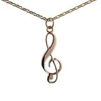 9ct Gold 28x11mm G Clef Pendant with a 1.4mm wide belcher Chain