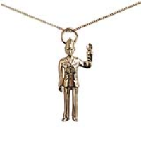 9ct Gold 28x11mm Policeman Pendant with a 0.6mm wide curb Chain