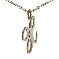 9ct Gold 28x14mm plain palace script Initial X Pendant with a 1.4mm wide belcher Chain