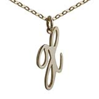 9ct Gold 28x14mm plain palace script Initial X Pendant with a 1.4mm wide belcher Chain 16 inches Only Suitable for Children
