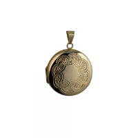 9ct Gold 29mm round hand engraved celtic pattern Locket