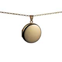 9ct Gold 29mm round plain Locket with a 1.4mm wide belcher Chain 18 inches