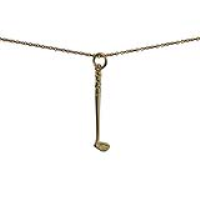 9ct Gold 29x7mm Golf Club Pendant with a 1.1mm wide cable Chain